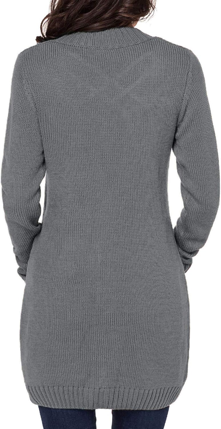 luvamia Womens Long Sleeve Open Front Buttons Cable Knit Pocket Sweater Cardigan at  Women’s Clothing store
