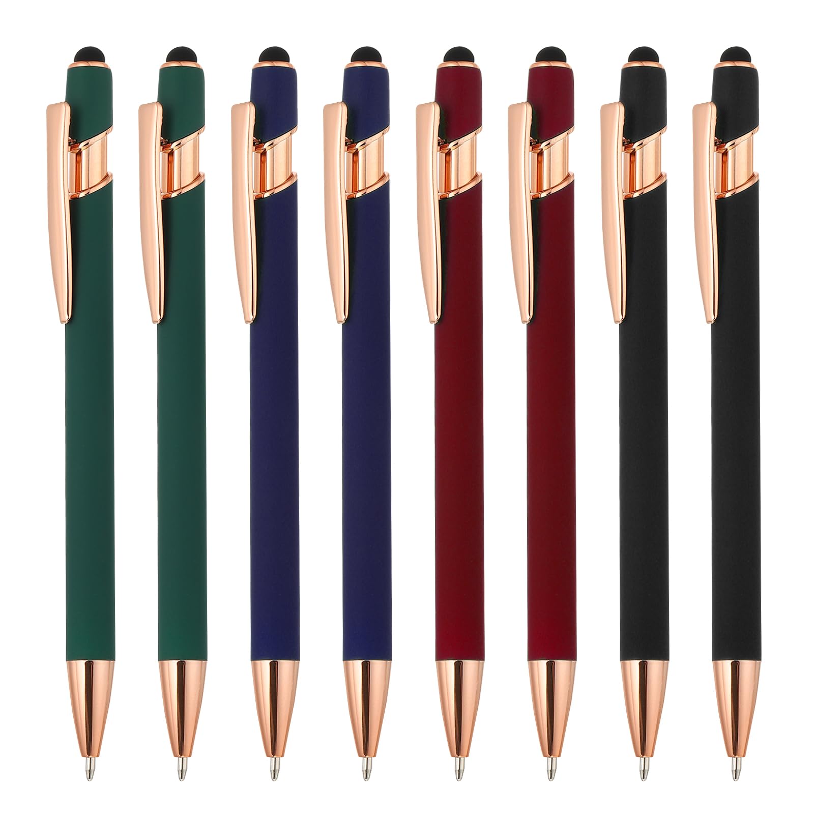 PATIKIL Black Ink Ballpoint Pen, 8 Pack Crystal Diamond Twist Metal Pen 1.0mm Medium Point for Note Taking Journaling, Multi Color