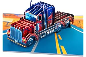 GREETING ART Truck Pop Up Card, Truck Greeting Cards with Envelope and Blank Note Cards for Birthday, Father's Day, Retiremen