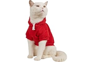 QWINEE Basic Dog Hoodie, Dog Warm Jacket, Cat Apparel, Dog Shirt, Dog Clothes for Puppy Kitten Small Medium Dogs Cats Red L