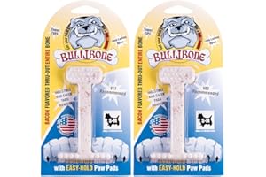 Bullibone Nylon Dog Chew Toy Nylon Bone - Improves Dental Hygiene, Easy to Grip Bottom, and Permeated with Flavor (Bacon, Small - 2 Pack)