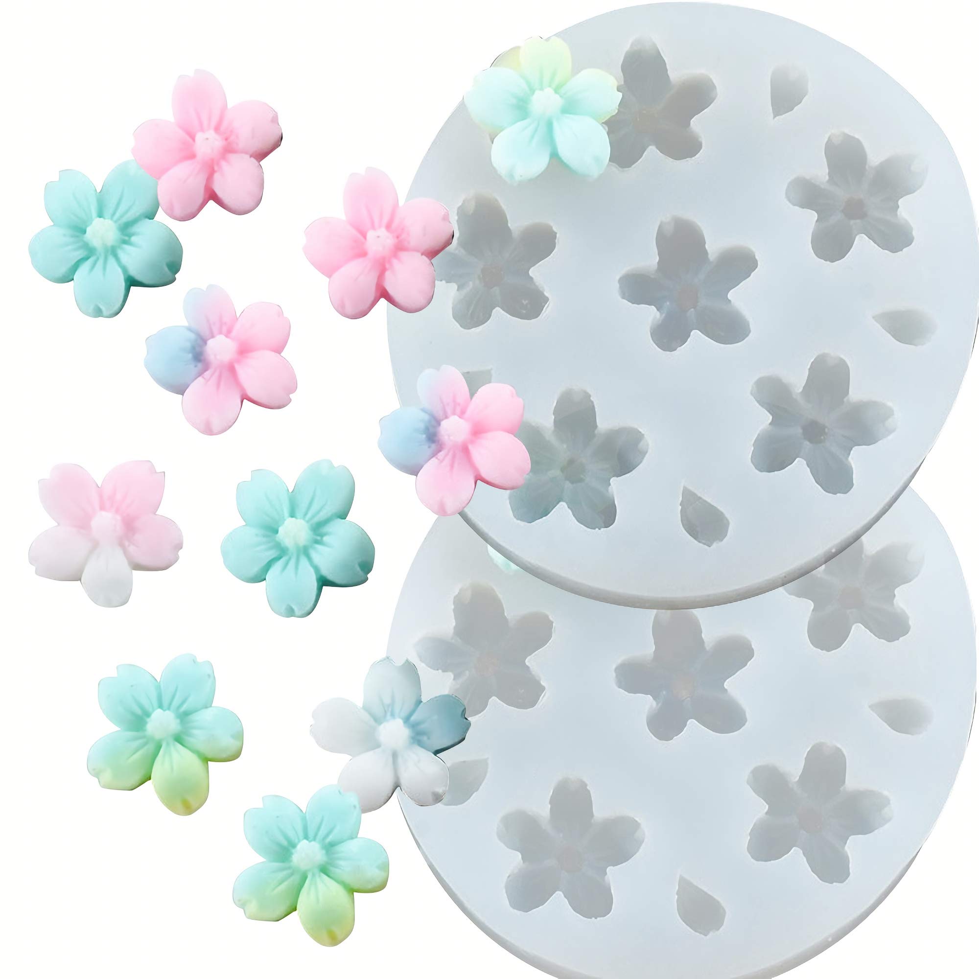 Photo 1 of HengKe 2 Pcs Chrysanthemum Flower and Small Flower Shapes Silicone Mold for Sugarcraft Cake Decoration, Cupcake Topper,Candies,Cookies,Ice Cube,Polymer Clay,Chocolate,Soap Wax Making Crafting Projects