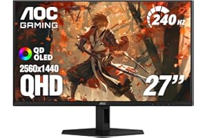 AOC Q27GAZD 27" QD OLED Gaming Monitor, QHD 2560 x 1440, 240Hz 0.03ms, HDMI 2.0 x1, Display Port x1, G-Sync Compatible, Console Gaming Ready, 3-Year Zero-Bright-Dot