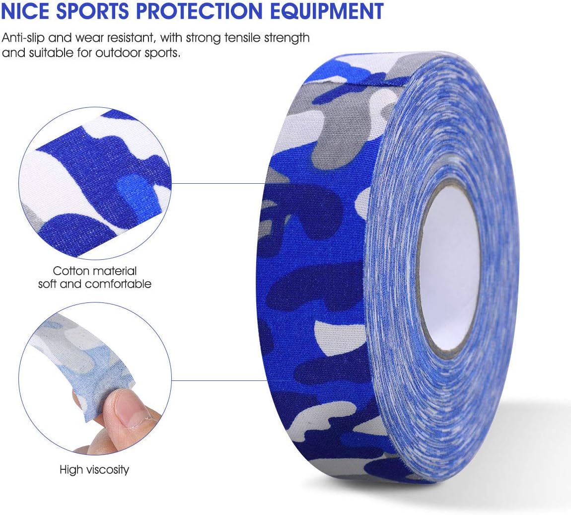 IMIKEYA 2.5cmx25m Camouflage Hockey Tape Slip and Wear-resistant Tape for Hockey Sticks and Gloves, Blue - Image 3