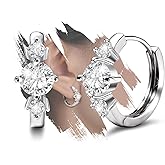 Big Huggie Hoop Earrings Sterling Silver 6MM Diamond Cubic Zirconia Cuff Cartilage Earring Sparkling Round Cut CZ Huggie Earrings for Women Hypoallergenic Earrings Jewelry Gifts Birthday