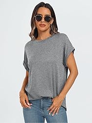 AUTOMET Womens Summer Tops Oversized Short Sleeve