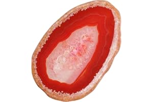 dssmboom Set of 10 Natural Agate Slices Stone for Home Decoration Place Cards, Irregular Geode Agate Stone for Jewelry Making, Red