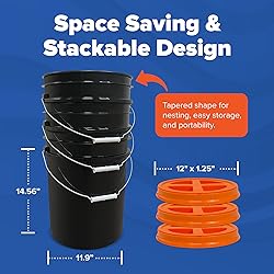 ePackageSupply 5 Gallon Black Bucket with Gamma