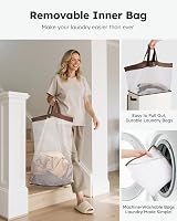 SOLEDI 70L Slim Laundry Basket with Lid Collapsible Hamper Removable Bag view 4