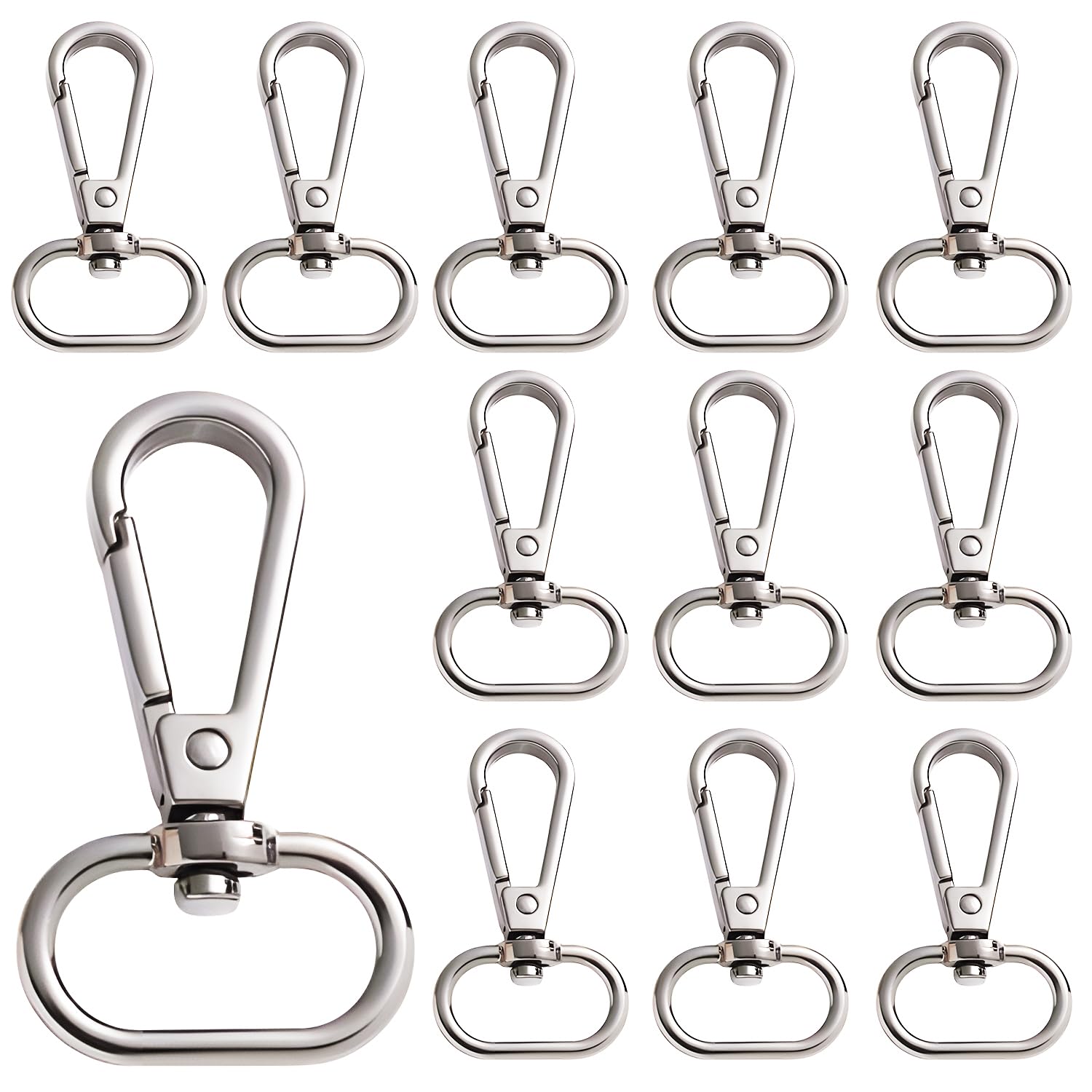 12 Pcs Swivel Snap Hooks Keyring Clip Lanyard Snap Hooks Key Chain Clip Swivel Claw Clasp Metal Keyring Key for Puppy Chains, Bags, Key Rings (Silvery)