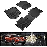 KIWI MASTER Floor Mats for 2013-2018 Toyota RAV4 (Non-Hybrid), OEM Replacement PT908-42165-20, Custom Fit All Weather Car Mats, Heavy Duty TPE Floor Liners, Front & Rear 2 Row, Black