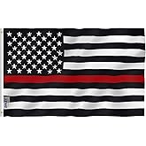 Anley Fly Breeze 36x60 Foot Thin Red Line US National Polyester Flag - Vivid Color and Fade proof - Canvas Header and Double Stitched - American Honoring Firefighter Flags with Brass Grommets 36 X 60 Ft
