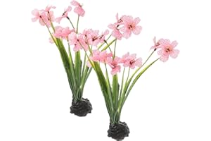INOOMP 2Pcs Fake Aquarium Decor with Delicate and Pink Plants Realistic Fish Tank Decorations for Desktop