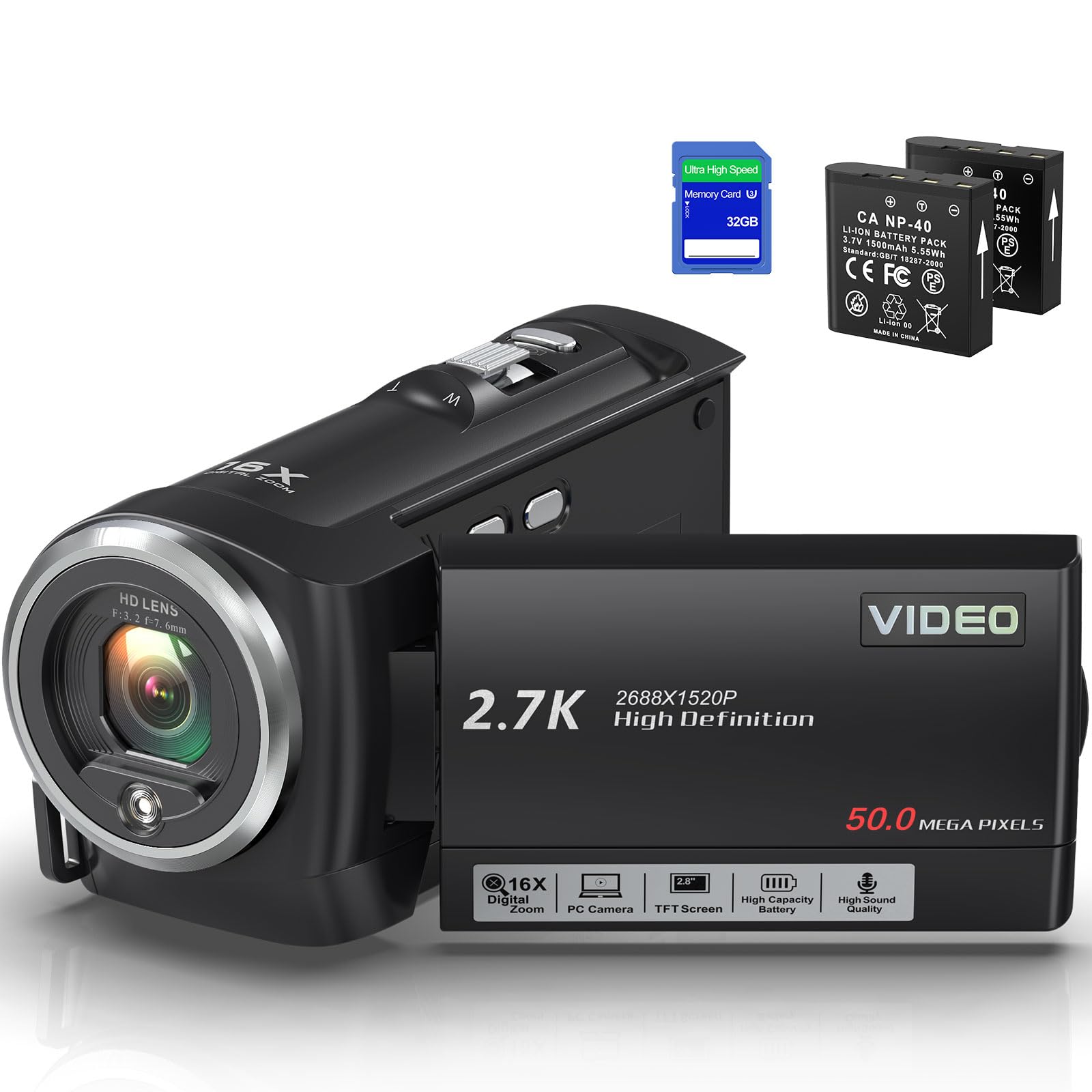 LOENTIR Video Camera Camcorder, QHD 2.7K Camcorder