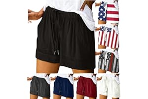 Sdwingk Women's Casual Shorts Elastic Waist Drawstring Shorts Plus Size Lounge Shorts with Pockets Summer Vacation Bottoms