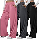 Neer 3 Pack Women's Plus Size Pants Wide Leg Yoga Pants Casual Baggy Sweatpants Drawstring Loose Workout Joggers