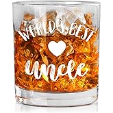 WTOGQ Worlds Best Uncle Whiskey Glass, Great Grandpa Gifts for Fathers Day Birthday Old Fashioned Rocks Glasses, Best Unky Unkie Decorative Whiskey Gifts for Men, 10 Oz