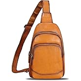 Genuine Leather Sling Bag for Women and Men - Vintage Sling Purse Backpack Shoulder Crossbody Chest Bag