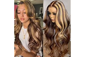 Loyom Highlight Ombre Lace Front Wig Human Hair Pre Plucked 13x4 HD Transparent Body Wave Lace Front Wigs Human Hair with Baby Hair 180% Density 4/27 Honey Blonde Lace Front Wig Human Hair 22 Inch