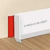 Storystore Wall Baseboard Trim 4 Inch x 20 Feet, Flexible Self-Adhesive Rubber Baseboard for Walls, Peel and Stick Wall Molding Trim