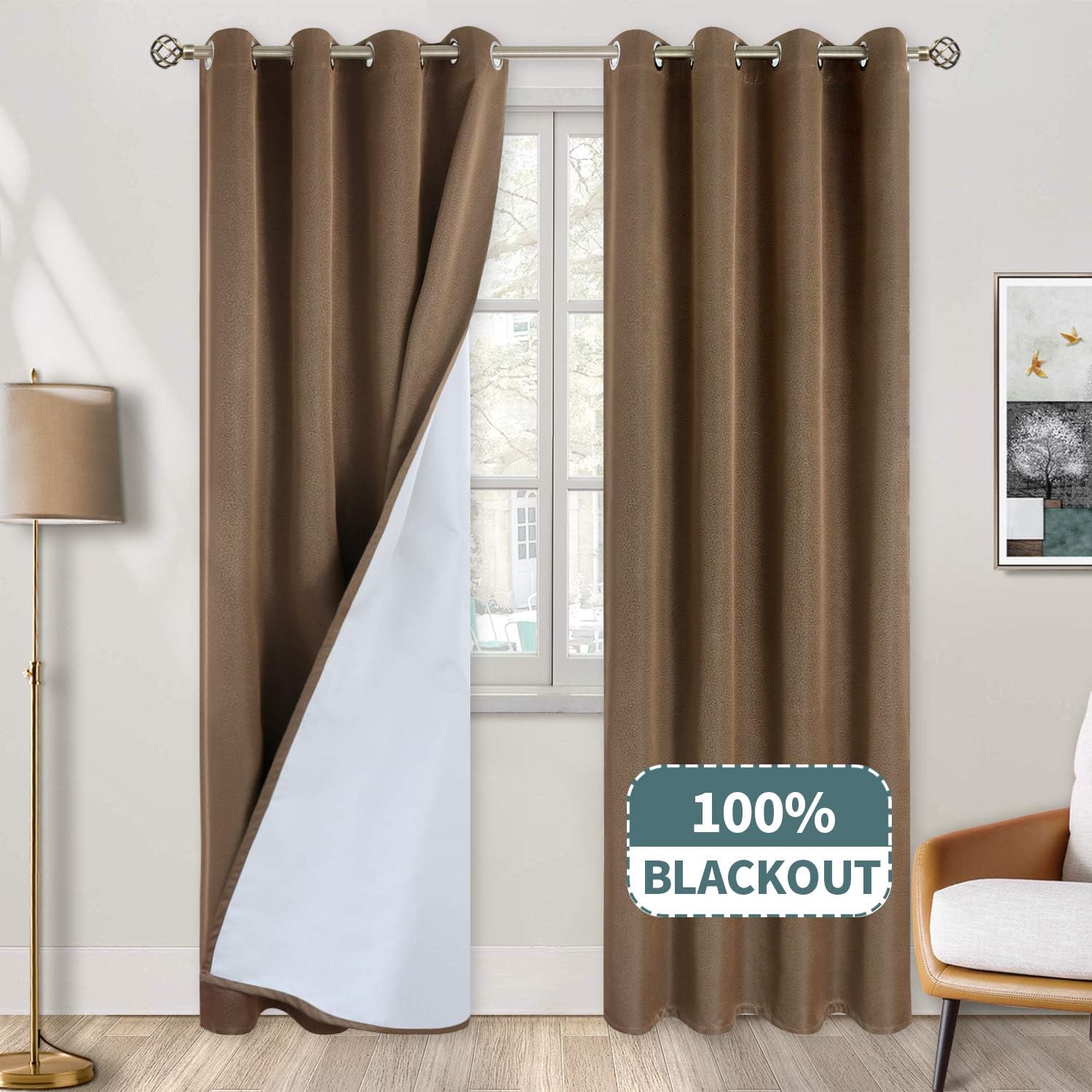 BGment 100% Blackout Curtains for Bedroom, Grommet Jacquard Thermal