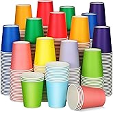Dingion 300 pcs Colorful Paper Cups 8 oz Valentine Hot Cups Disposable Mouthwash Holiday Party Cup for Tea Coffee Valentine New Year Birthday Party