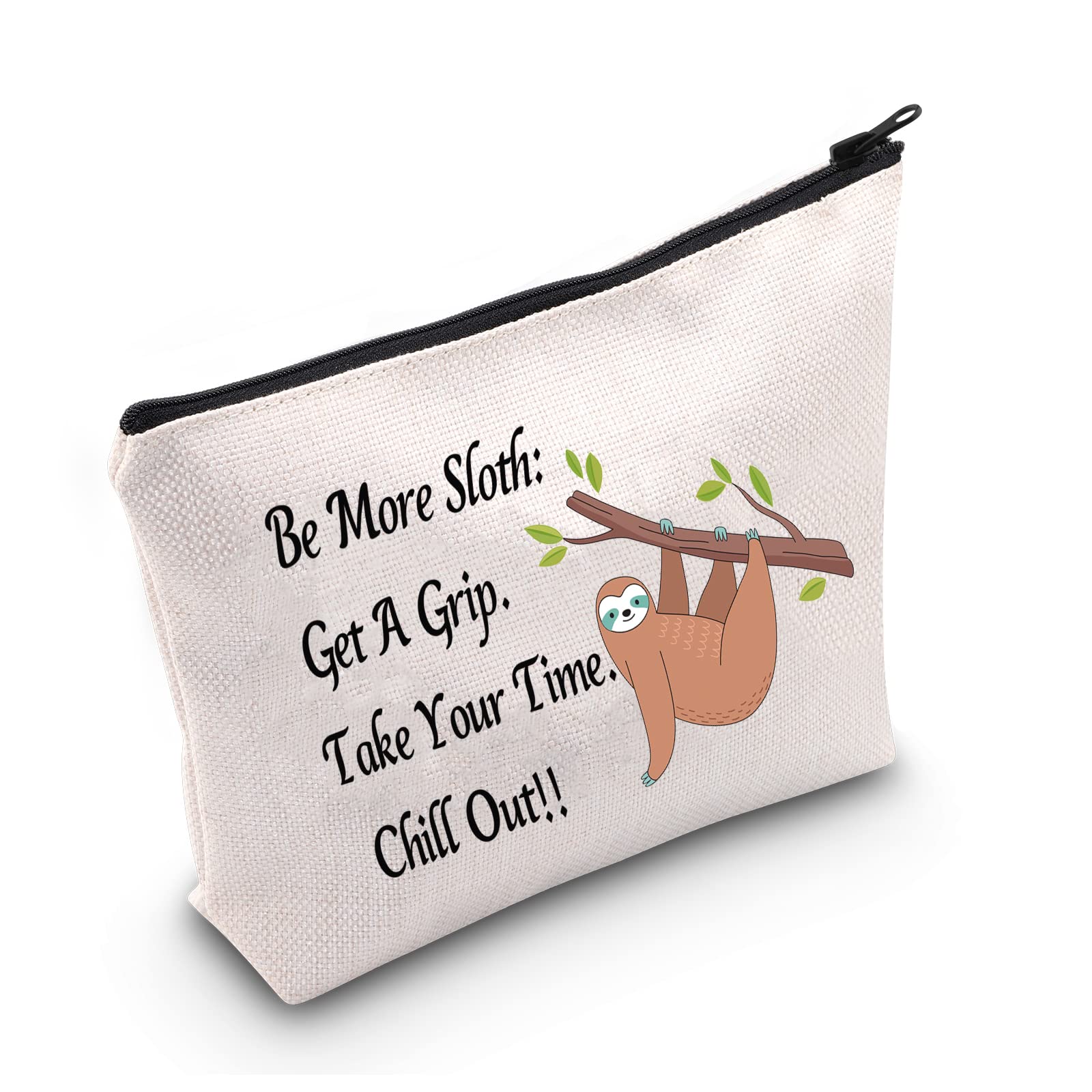 LEVLO Sloth Makeup Bag Cosmetic Case Sloth Life Sloth Lover Gift Be More Sloth Get A Grip Take Your Time Chill Out Makeup Bag Gift For Her (Be More Sloth)