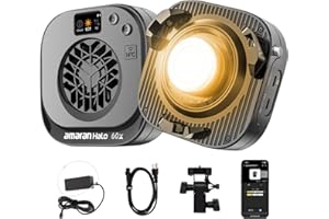 amaran Halo 60x COB LED Video Light, Ultra-Compact 63W Bi-Color 2,700K - 6,500K Studio Lighting Bowens Mount, APP Control Con