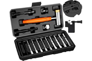 BESTNULE Upgrade Roll Pin Punch Set, Punch Set with Replaceable Face Hammer, Punch Tools, Made of Solid Material, Ideal for Maintenance (With Bench Block and Pivot Pin Tool)