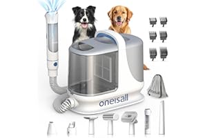 oneisall Dog Grooming Vacuum, 13000Pa Powerful 3L Dust Cup Pet Vacuum with Clipper Nail Grinder & Shedding Brush, 7 in 1 Dog Grooming Kits, Quiet, Large Capacity 3 Suction Levels, BM3