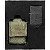 Zippo OD Green Tactical Pouch and Black Crackle Windproof Lighter Gift Set