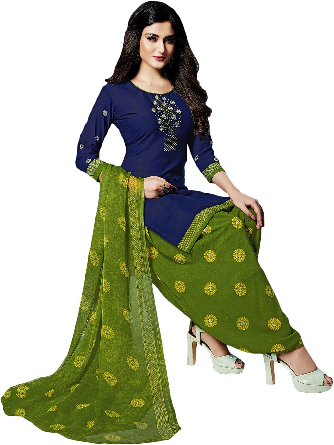 GiftsnFriends crepe Women's Dress Material (GSSIWEDM6121_ Blue_ Free Size)