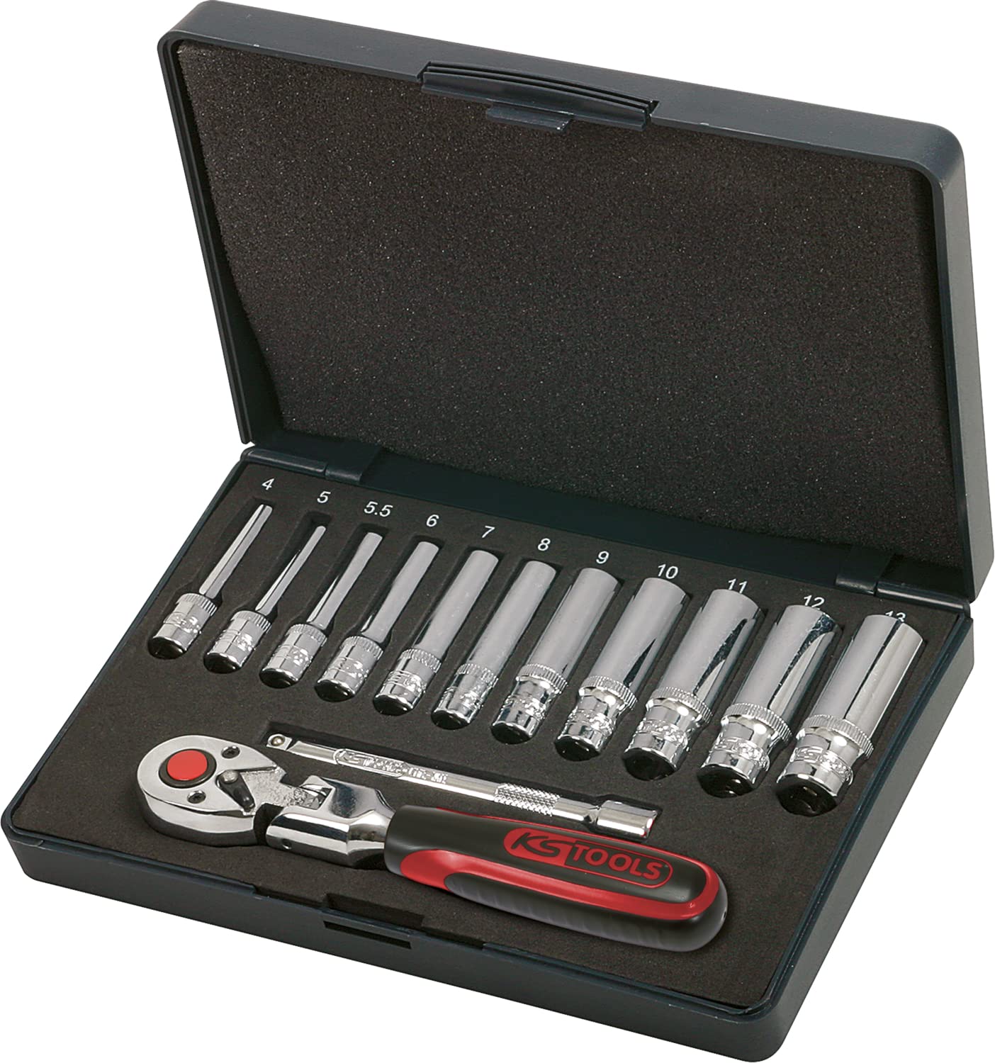 KS Tools 918.0613 1/4-inch Chrome+ Socket Set Deep (13 Pieces)