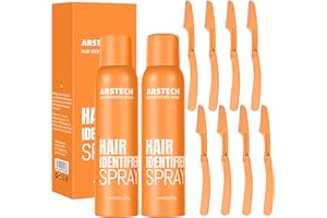 ARSTECH Hair Identifier Spray for Face Shaving Dermaplaning Tool Skin Body Dermaplane Spray for Women with 8 Face Razor Face Shaver Kit Facial Hair Removal Dermaplane Razor for Women Face (Orange 2 Pack)