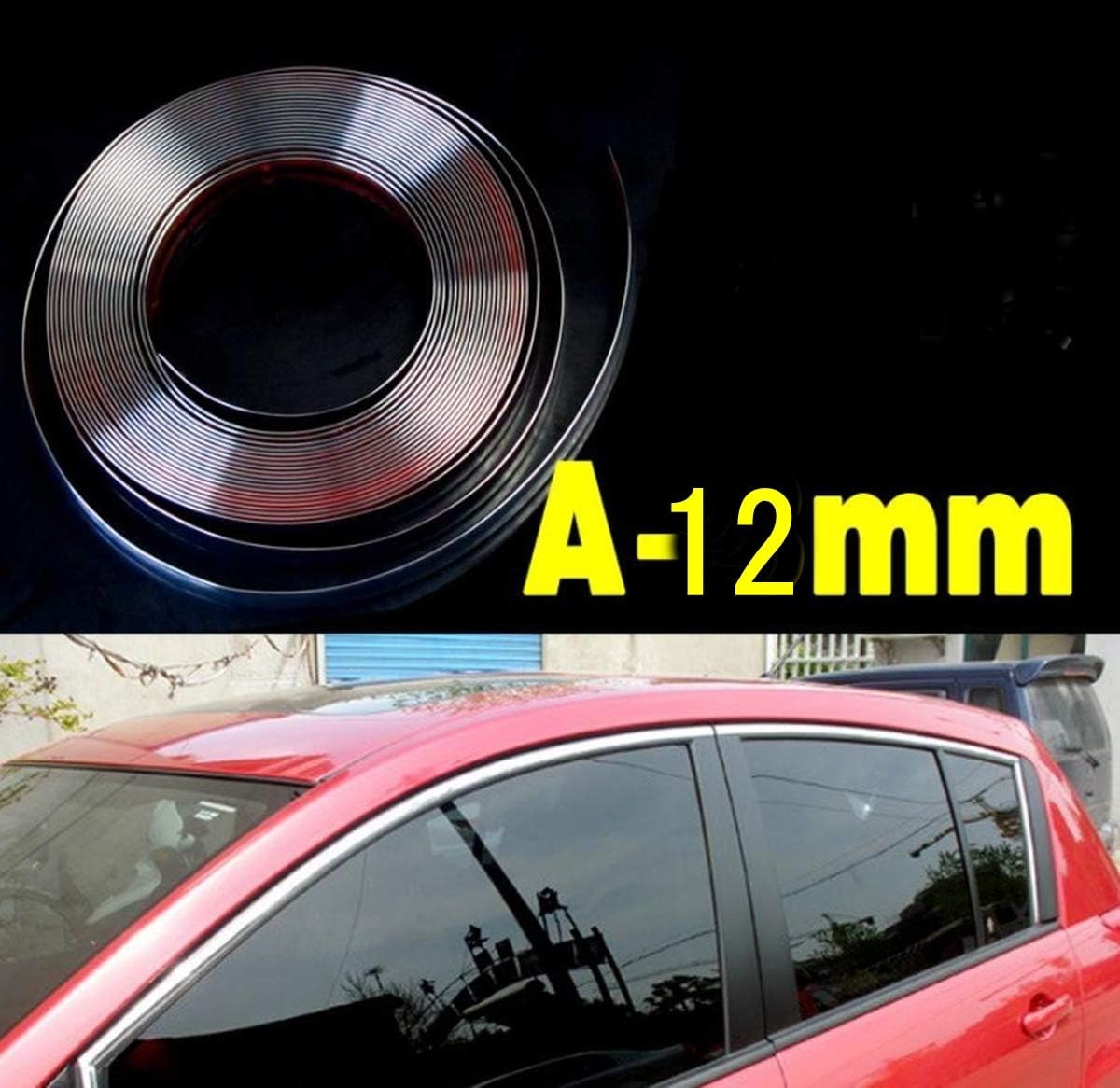 Amazon 車 用 メッキ モール テープ ドア 保護 幅 12mm 長さ 15m メッキテープ シルバー カラー ボディー バンパー サイド モール ドレスアップ Waschosen 12mm シルバー モール 車 バイク