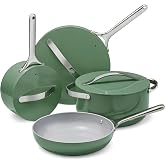 Caraway 12-Piece Non-Stick Ceramic Cookware Set | Pots, Pans, Lids and Kitchen Storage, PFAS and PFOA Free, Oven Safe Pan Set and Compatible with All Stovetops, Sage