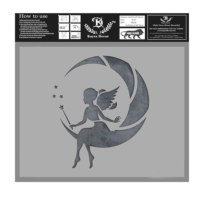 Kayra Decor Reusable Fairy Moon Stencil Painting Stencils for Art and ...
