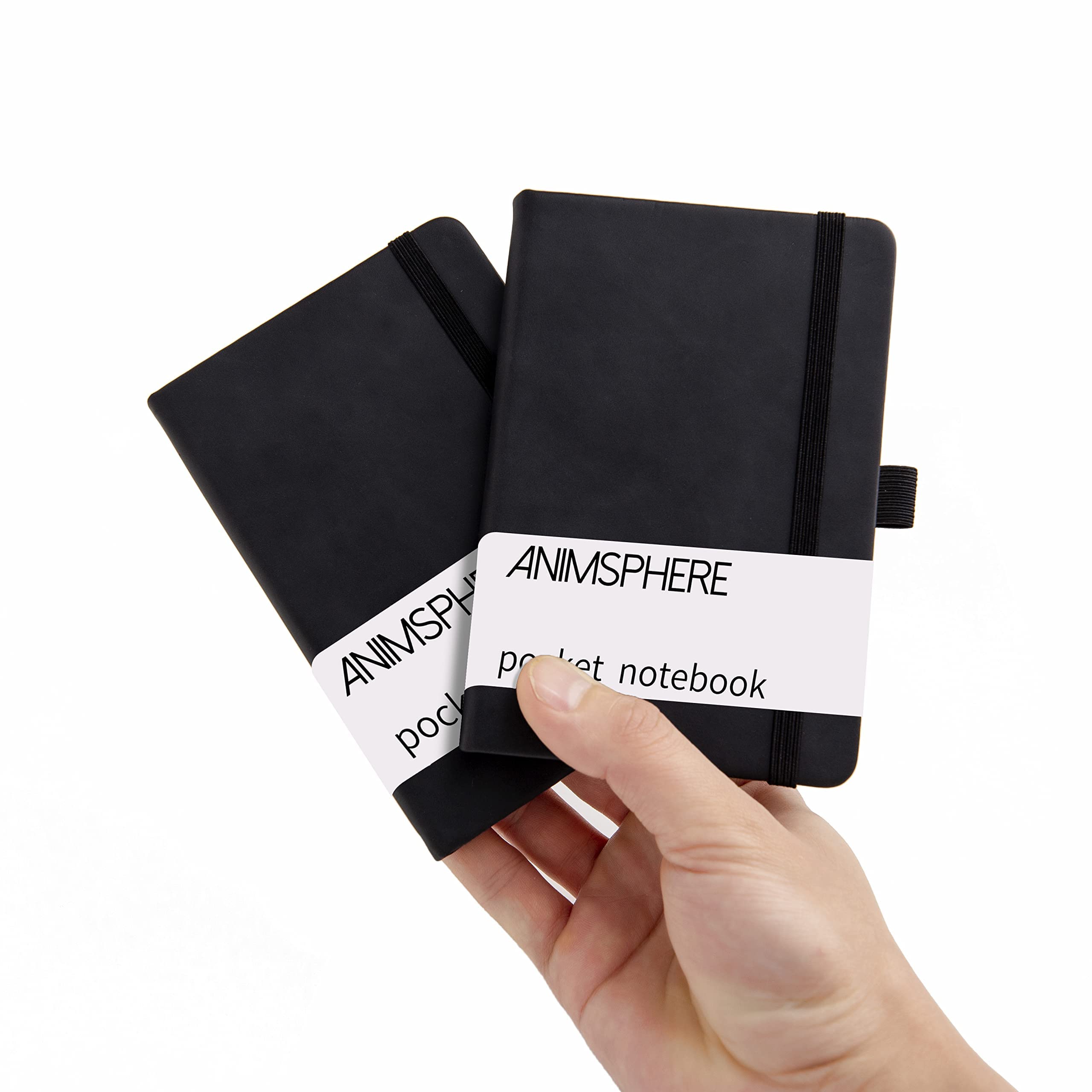 Photo 1 of Animusphere 2Pack Pocket Notebook Small Notebook Journal Notebook 4 inches x 5.7 inches 200 Pages Leather Cover With Pen Holder Page Marker Ribbons(Black)