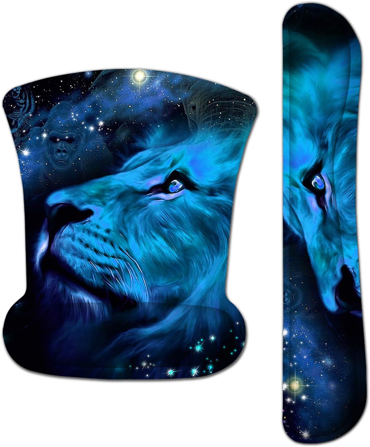 Mouse Pad with Wrist Support and Keyboard Wrist Rest Pad Set,Ergonomic Mouse Pads for Computers Laptop,Non-Slip Comfortable Mousepad w/Raised Memory Foam for Easy Typing & Pain Relief (Lion)