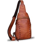 LRTO Genuine Leather Silng Bag for Women and Men Vintage Real Leather Sling Backpack Shoulder Crossbody Bag Chest Purse | Silng Bag, Vintage, Chest Purse