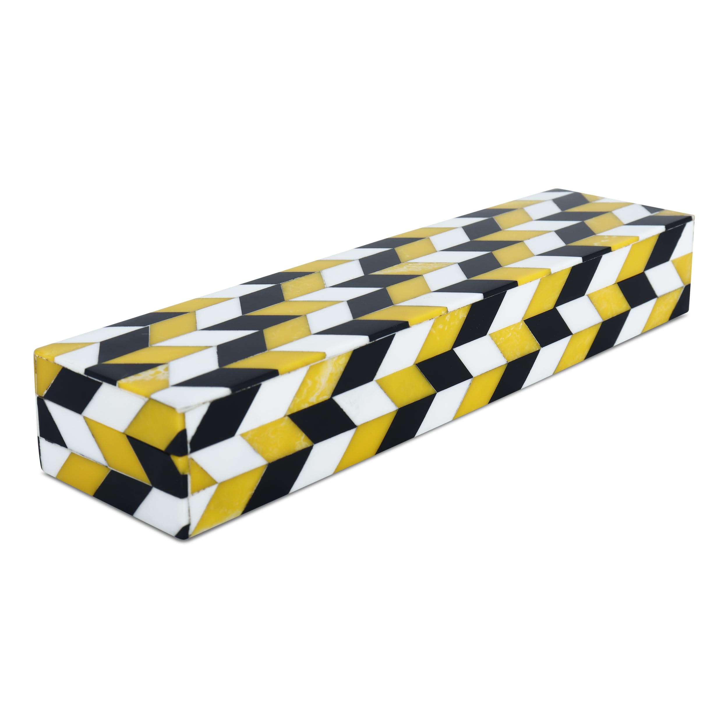 Handicrafts Home Slim Decorative Storage Box with Lid Entryway Organizer Hallway Table Box Console Storage for Home Decor, Handmade Resin Inlay, Black 10x2.5x1.5 Marquet Artemis Box Collection