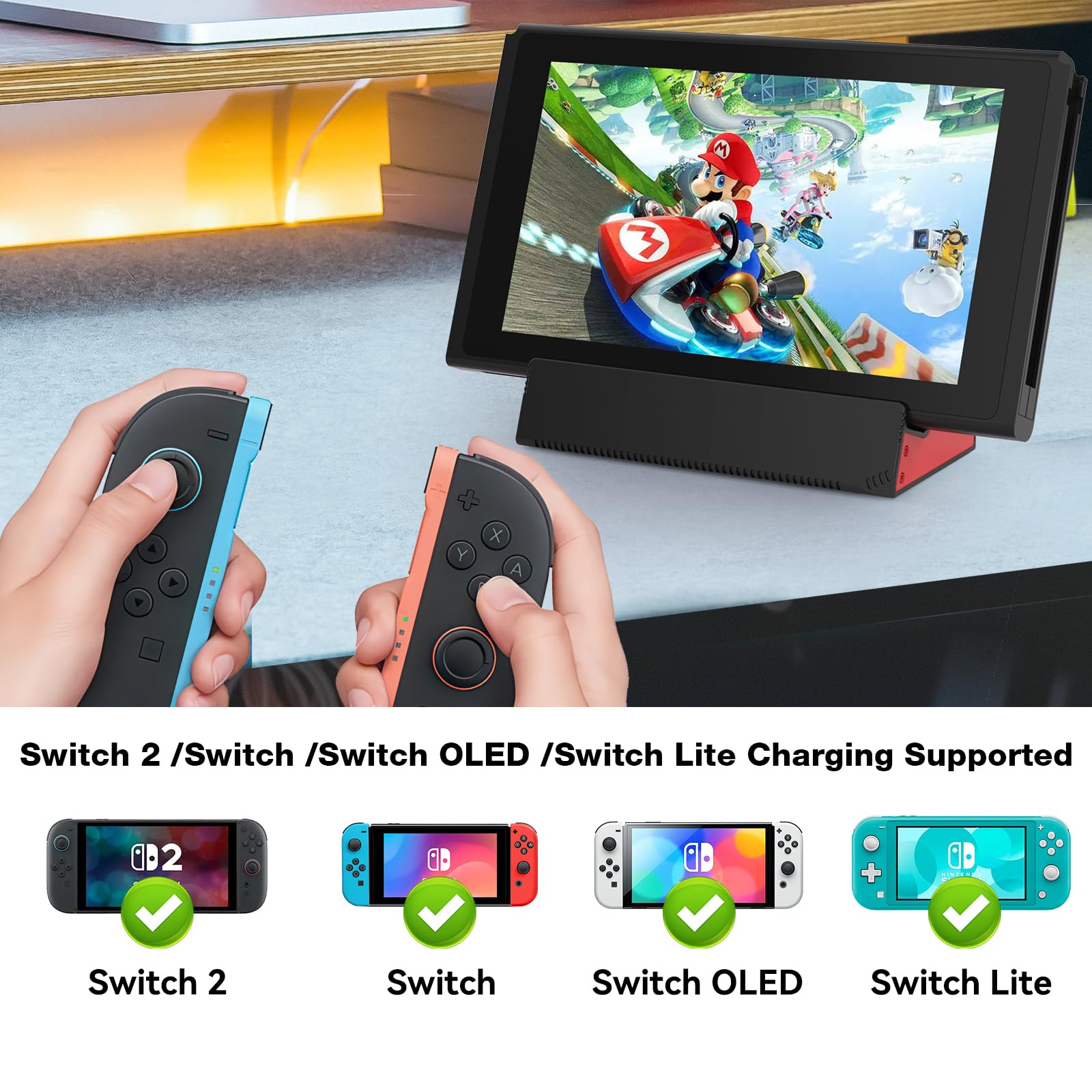 HEIYING Switch Ladestation für Nintendo Switch 2 /OLED/Lite, Ladestation mit Standard USB-C Anschluss für Einfaches Aufladen der Konsole 2