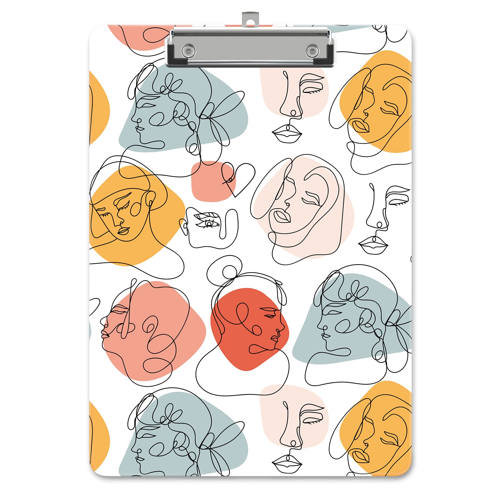 Piasoenc Plastic Clipboard, Cute Decorative Clip Board, 9 x 12.5 in, A4 Standard Office Clip Boards for Nurses, Students, Office, Face