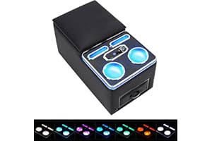 CEMOFE Universal Bench Seat Center Console, Center Console Organizer with Fast Phone Charging & Upgraded 7-Color Adjustable LED Lighting (Black)