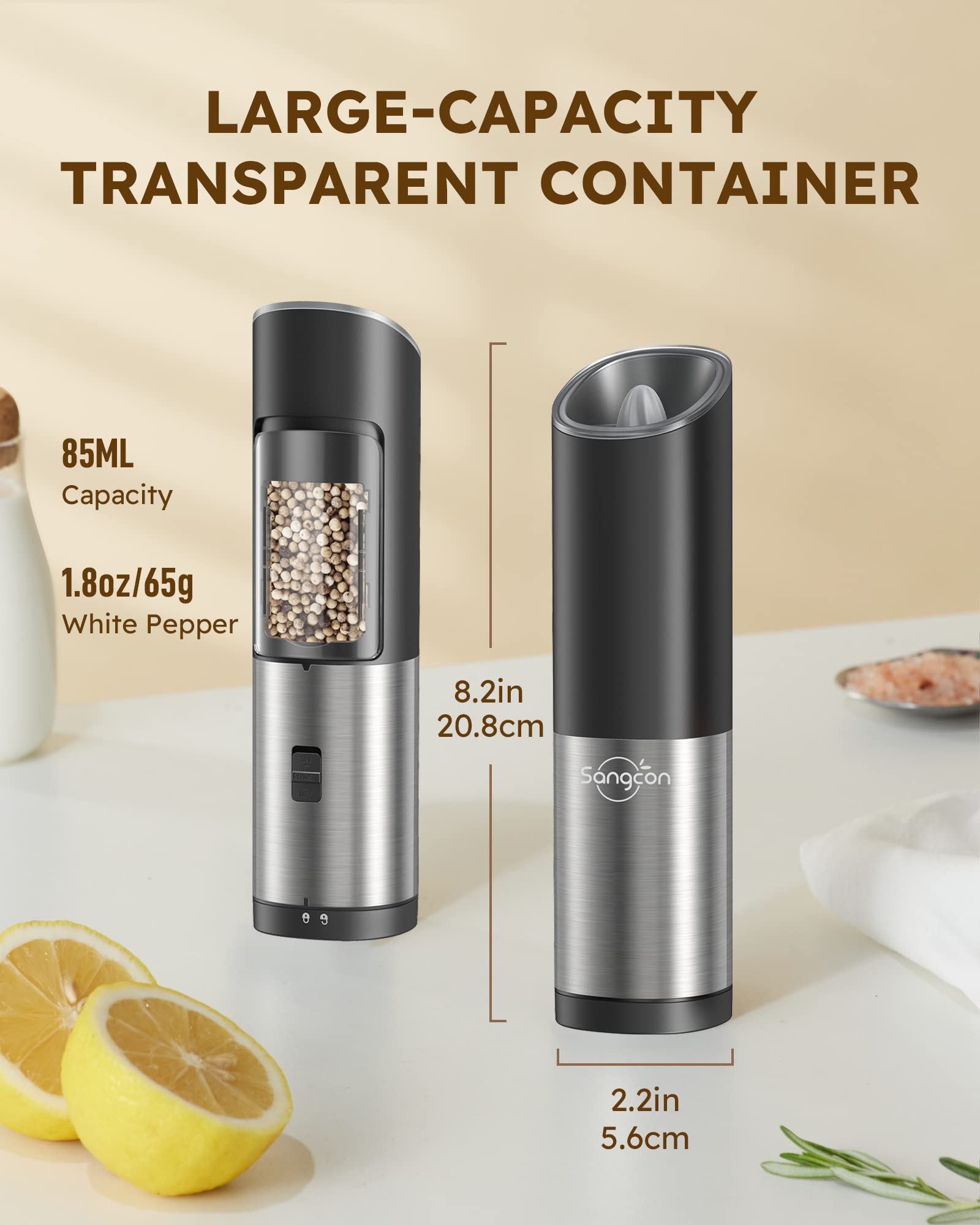 Mua Sangcon Gravity Electric Salt and Pepper Grinder Set With Safety ...