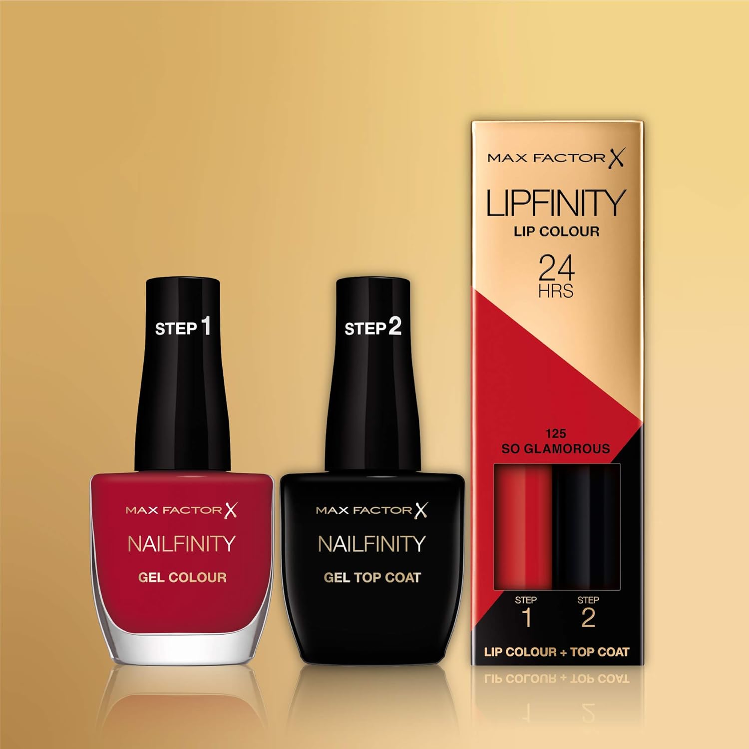 Max Factor Hollywood Duo Set, 3PC Set, Nailfinity Red Carpect Ready 310, Nailfinity The Finale Gel Top Coat 100 - Image 3