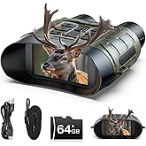 Night Vision Goggles, 112 MP 4K Night Vision Binoculars for Adults, 12X Zoom & 5000mAh Battery, 64GB Card Included, Infrared Binoculars Night Vision, Tech Gadgets Telescope for Camping Security