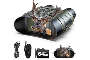 HOTPEAK Night Vision Goggles, 112 MP 4K Night Vision Binoculars for Adults, 12X Zoom & 5000mAh Battery, 64GB Card Included, Infrared Vision, 1500ft Range, Perfect for Hunting, Camping & Security