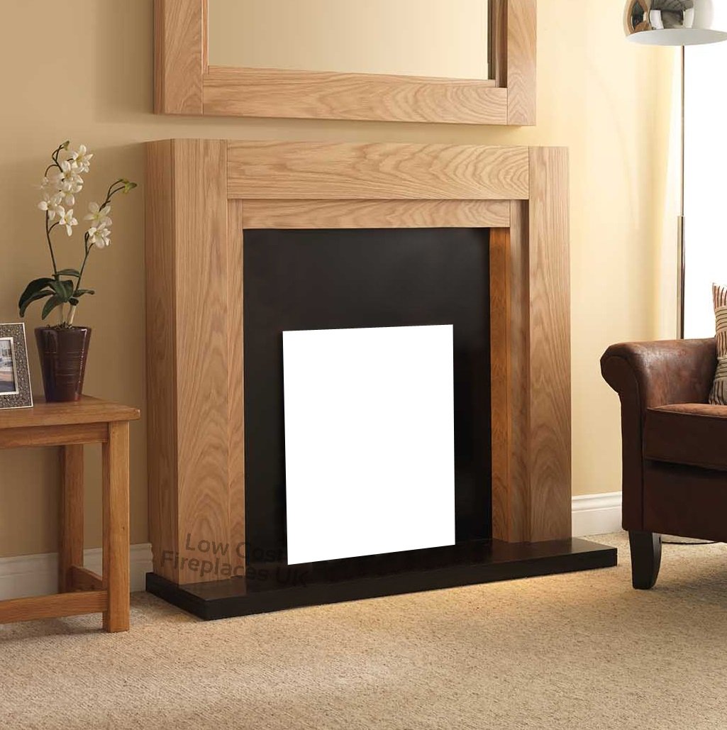 Electric Oak Wood Surround Black Contemporary Modern Wall Fire