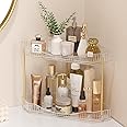 Lifewit 2-Tier Bathroom Counter Organizer Corner, Plastic Makeup Skincare Storage Organizer Countertop, Sink Vanity Trays Perfume, Cosmetic Shelf in Bedroom, Dresser, Kitchen (Clear)